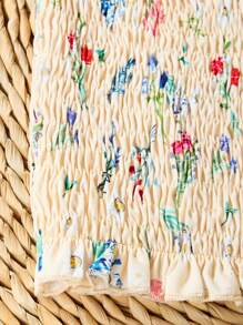 Teen Girl Phong cách đi nghỉ mát giản dị Đồng quê có hoa crop top với diềm xếp nếp, mùa hè - Nhiều màu - Xem 6