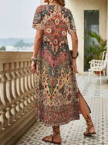 EMERY ROSE Women's Short Sleeve Floral Printed Dress - Multicolor - View 2