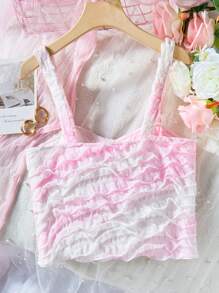 少女夏日特惠編織面料漸變假期背心 - 彩色 - 查看 2