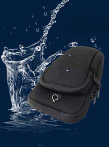 户外运动臂包，跑步手机包，腕包，女性运动健身包，臂袖包，男士夏季臂带包，带拉链的收纳手机包，带口袋的便携式臂包，男女健身包，女孩男孩健身配件运动腰包腰包腰带臂背心包臂带腕带腕带钱包，适用于健身房跑步徒步骑行运动手机带零钱包带钥匙袋卡夹防水轻便大容量配件 - 黑色 - 查看 5