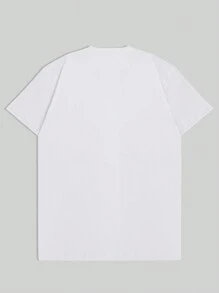 男士休闲天使字母印花短袖T恤 - 白色 - 查看 2