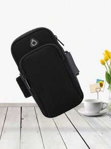 户外运动臂包，跑步手机包，腕包，女性运动健身包，臂袖包，男士夏季臂带包，带拉链的收纳手机包，带口袋的便携式臂包，男女健身包，女孩男孩健身配件运动腰包腰包腰带臂背心包臂带腕带腕带钱包，适用于健身房跑步徒步骑行运动手机带零钱包带钥匙袋卡夹防水轻便大容量配件 - 黑色 - 查看 1