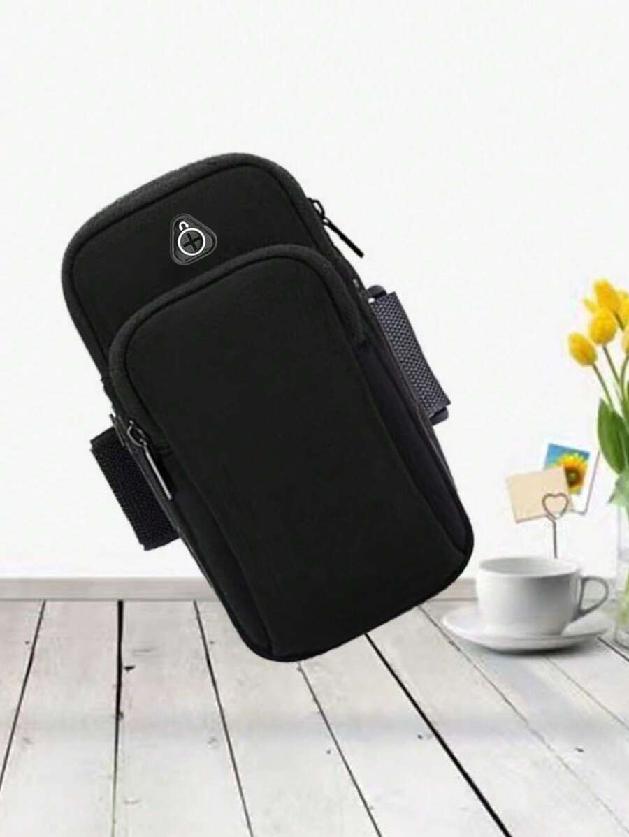 户外运动臂包，跑步手机包，腕包，女性运动健身包，臂袖包，男士夏季臂带包，带拉链的收纳手机包，带口袋的便携式臂包，男女健身包，女孩男孩健身配件运动腰包腰包腰带臂背心包臂带腕带腕带钱包，适用于健身房跑步徒步骑行运动手机带零钱包带钥匙袋卡夹防水轻便大容量配件 - 黑色 - 查看 1