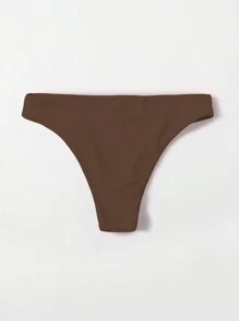 Swim Basics 女士夏季沙灘純色游泳衣比基尼下著 - 駝色 - 查看 2