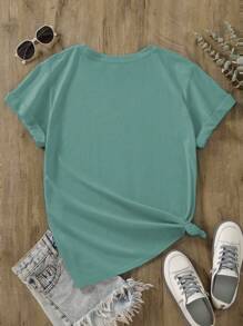 INAWLY Magliette oversize a maniche corte con stampa floreale, magliette grafiche da donna - Menta Verde - Visualizzare 2