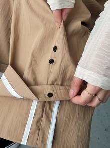 FRIFUL Women's Contrast Binding Straight Leg Pants - Khaki - View 8