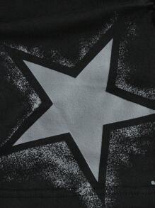 ROMWE Grunge Punk Áo khoác và áo lót dành cho xe tăng nữ Xù Hình học Giải trí - màu đen - Xem 4