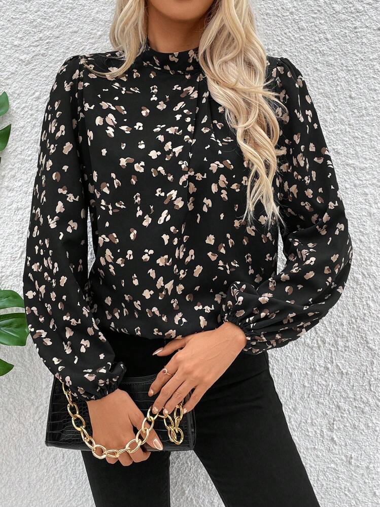 EMERY ROSE Women's Elegant & Versatile Long Sleeve Work Shirt,Long Sleeve Tops Fall Cloth For Women - Black - View 1