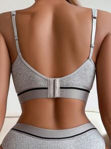 Lãng mạn Bộ sưu tập Sọc Khối màu Bras - Màu Xám nhạt - Xem 3