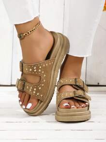 2024 Mùa Xuân Hàng mới đến Kích thước lớn Của phụ nữ Đế dày , Dép đi biển Châu Âu và Châu Mỹ - Lạc đà - Xem 4