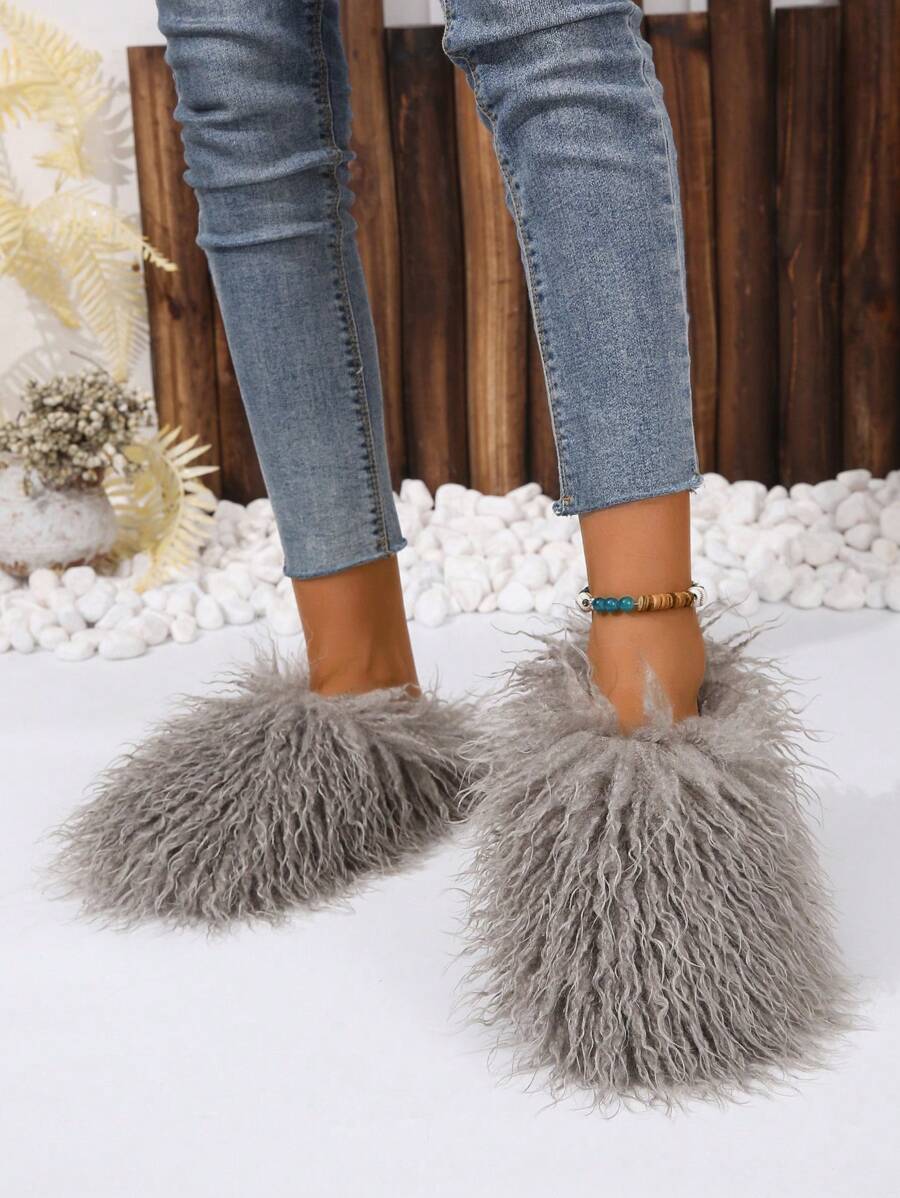 Women's Fluffy Slippers, Warm Lined Indoor Home Quiet Slippers For Winter