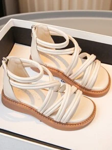 1雙女童時尚羅馬風格涼鞋,軟質防滑鞋底,舒適休閒鞋,適用於家庭、海灘和假日