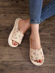 Fall/Winter Women's Linen Breathable Anti-Slip Open Toe Slippers For Summer Indoor/Outdoor Use,Fluffy Slippers - Multicolor - View 4