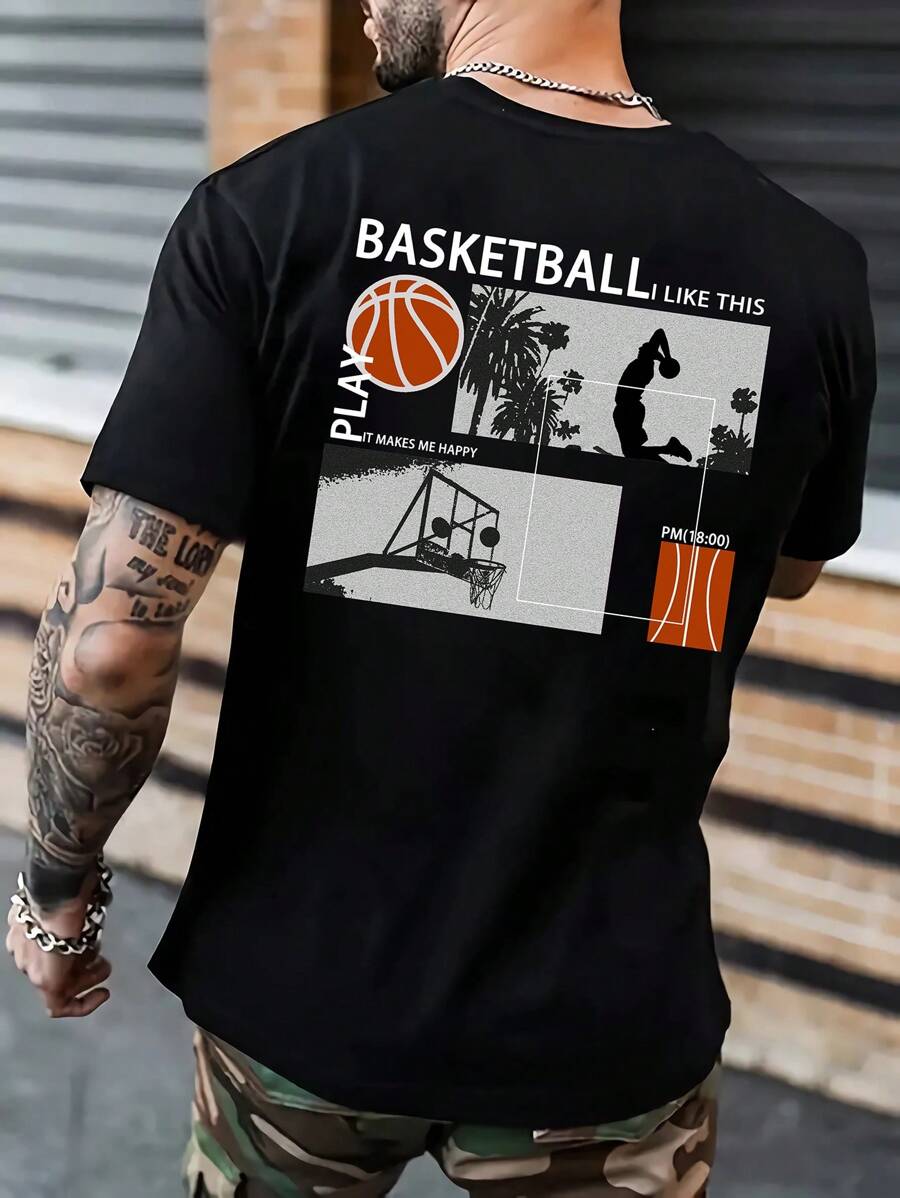 Men Slogan Graphic Tee - Black - View 1