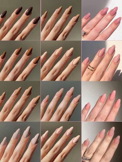 288pcs 12Mixed Solid Autumm And Winter Colors Long Almond Nail Tips Full Cover False Nail Tips Press On Fake Nails With Storage Box As Gift For Women And Girls Nail Supplies