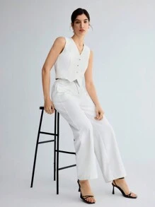 BizChic Ladies' Single-Breasted Suit Vest Set In Fall/Winter - White - View 8