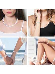 100pcs Round Acrylic Letter And Heart Beads For Diy Necklace, Bracelet Making (7x4mm, White, Multicolor, Gold) - Multicolor - View 6