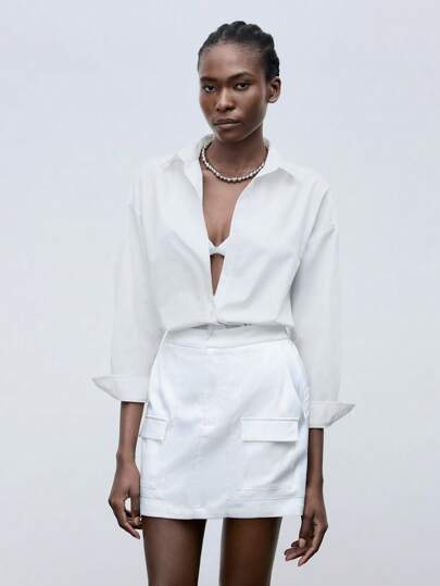 Maija Falda De Línea A Para Mujer De Un Solo Color Con Bolsillo Tapa