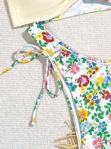 Swim Mod Bộ bikini Bandeau thắt nút xoắn họa tiết hoa dành cho nữ mùa hè - Nhiều màu - Xem 4