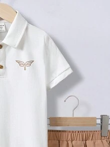 SHEIN Young Boy Leisure Polo Collar Short Sleeve Shirt And Shorts Set