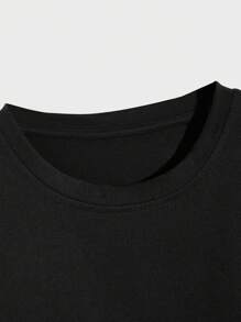Manfinity Homme Nam Màu thuần Vòng cổ Thời gian rảnh rỗi Áo thun - màu đen - Xem 4
