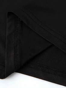 Kích thước lớn Của phụ nữ Giày cao gót & In Khẩu hiệu Ngắn tay Đầm - màu đen - Xem 4