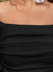 Dreamara فستان بلوزة أوفر شولدر بحجم كبير وتنورة مجمعة