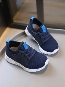 1 Đôi Giày Thể Thao Thường Ngày Cho Bé, Thoáng Khí & Thoải Mái, Thích Hợp Cho Mùa Xuân Và Mùa Hè - Màu xanh hải quân - Xem 1
