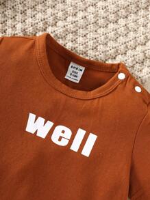 Baby Boy Letter Graphic Tee & Shorts - Multicolor - View 4