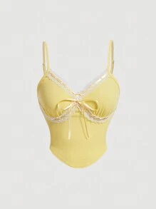 SHEIN MOD 檸檬黃針織女式背心 - 黃色 - 查看 1