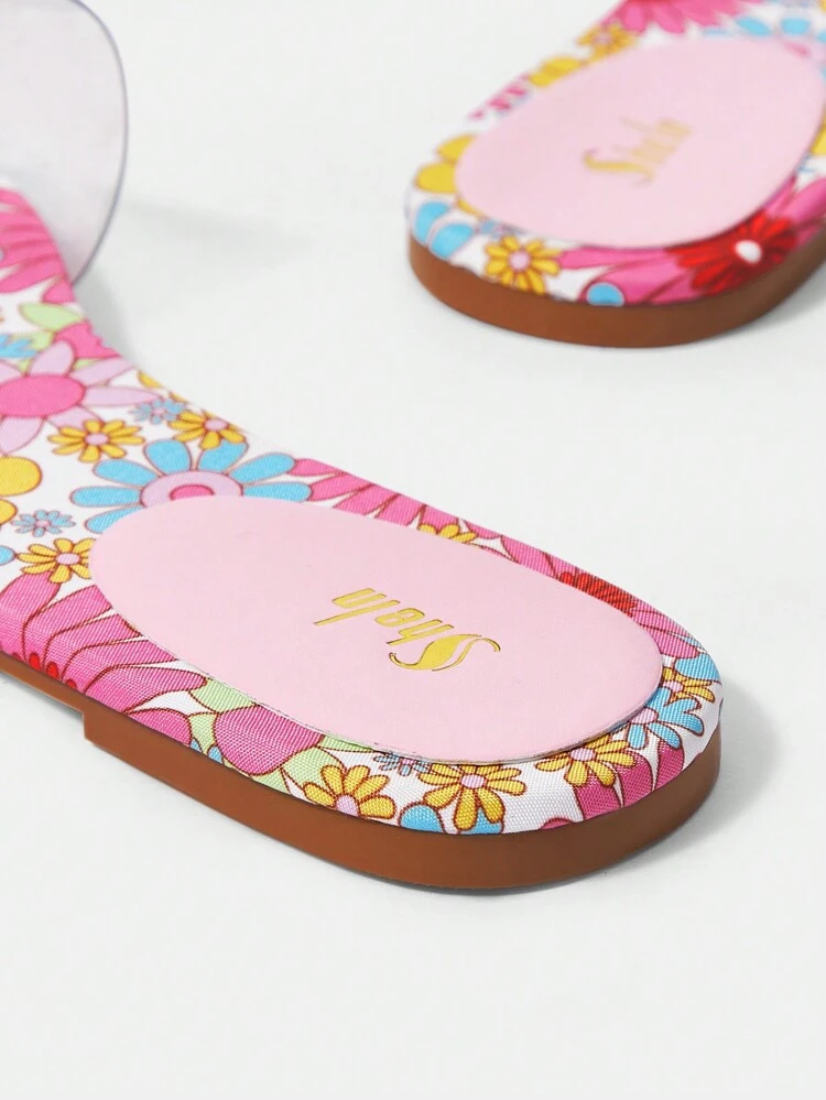 Women's Stylish Flower Printed Flat Sandals
