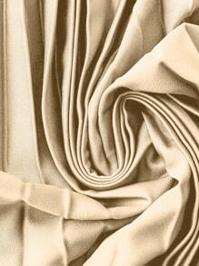 SHEIN Unity Plus Size Solid Color Pleated Elastic Waist Skirt - Champagne - View 5