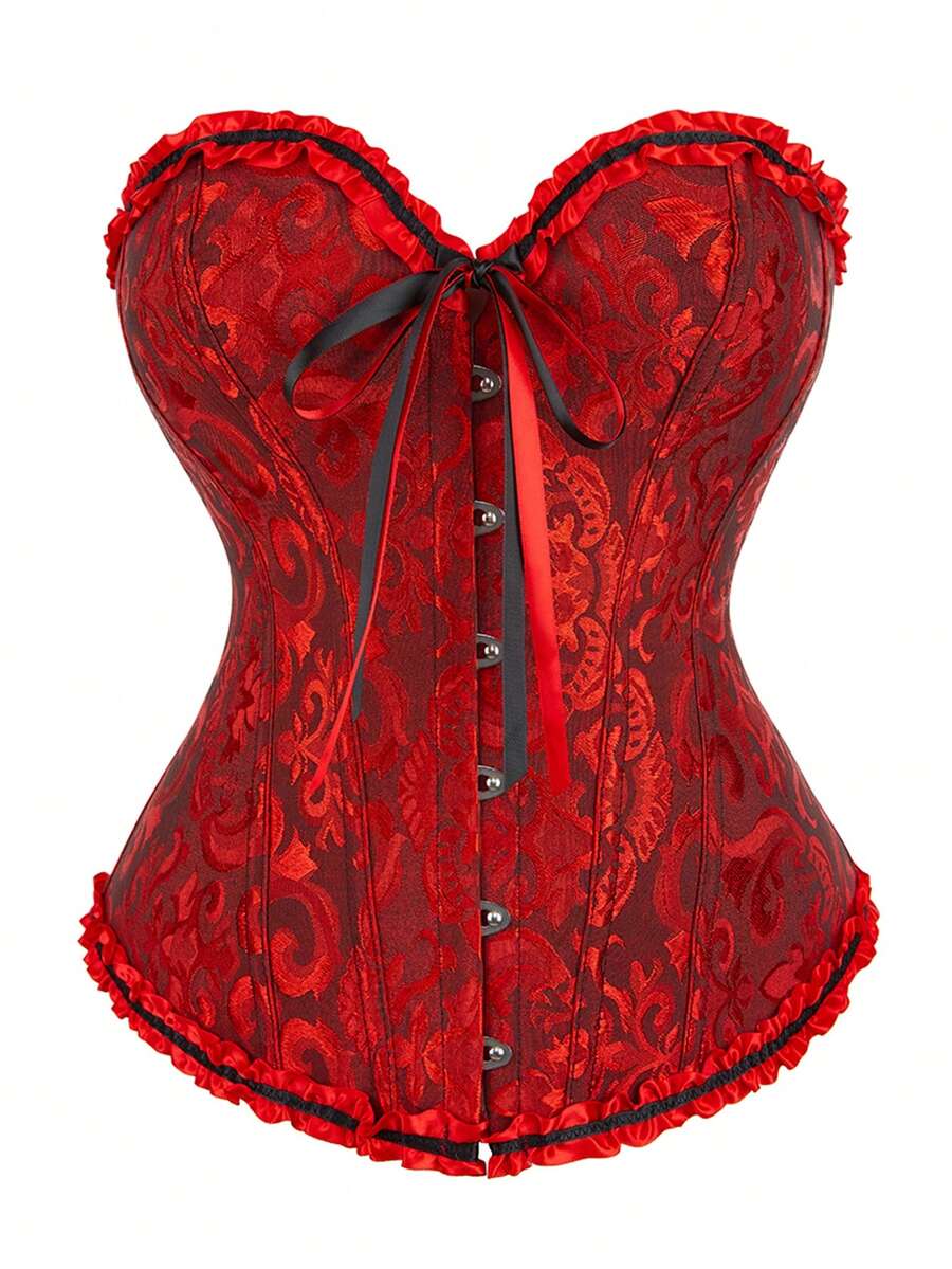 Top sans manches avec nœud sur le devant et plis en couleur unie, grande taille, vert sauge - Rouge - Voir 1