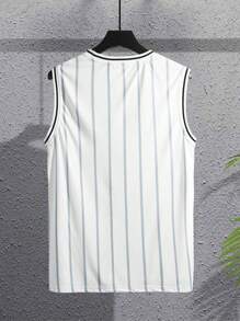 Aesthetic Post Áo ba lỗ nam sọc in chữ và số - trắng - Xem 2
