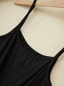 Franclia 蝴蝶与花朵刺绣撞色网眼拼接吊带连衣裙，配有细肩带，适合女士的超长度假海滩装 - 黑色 - 查看 3