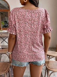 SHEIN LUNE Plus Size Women's Floral Vacation Style Shirt - Multicolor - View 2