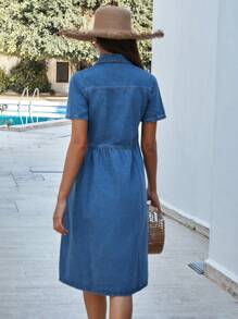 Cottnline Của phụ nữ Áo sơ mi denim - Rửa nhẹ - Xem 2