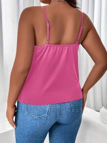 Calvaya Plus Size Diamond Decorated Cross Back Tank Top - Hot Pink - View 2