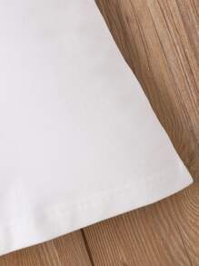 Baby Girl's Cute Cartoon Portrait And Letter Print Ruffle Trimmed Dress For Summer - White - View 5