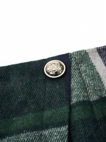 SHEIN LUNE 加大碼格紋側開叉裙 - 墨綠色 - 查看 5