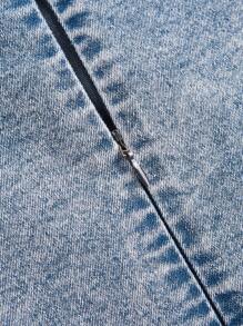 SHEIN ICON Gợi cảm Mini Xếp li Đầm Denim Với Cái cổ Dây đeo Đối với phụ nữ , Xanh - Rửa nhẹ - Xem 3