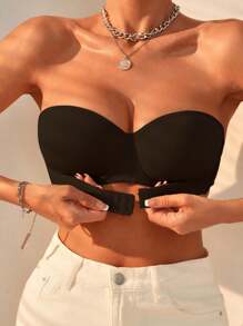SHEIN 3pcs Ladies' Underwire Detail Buckle Front Closure Bra Strapless Bra - Multicolor - View 3