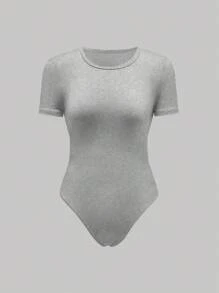 SHEIN Unity Body De Manga Corta Y Cuello Redondo De Color Sólido