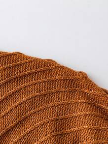 SHEIN LUNE Women's Round Neck Batwing Long Sleeve Sweater, Knit Pullover Fall Winter - Camel - View 4