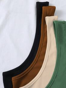 Calvaya 大尺碼純色v領修身背心 - 彩色 - 查看 4