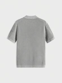 Calvornis Nam màu trơn Màu sắc Cổ chữ V Ngắn tay Dệt kim Áo - Màu Xám nhạt - Xem 9