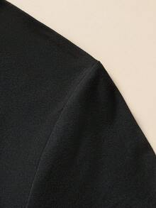 Calvaya Kích thước lớn Màu thuần Tối giản Tim & In bướm Ngắn tay Áo thun Và Quần short - màu đen - Xem 3