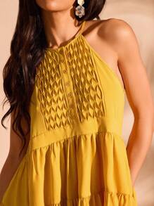 Forever 21 波西米亞風格黃色綁頸裙 - 黃色 - 查看 3