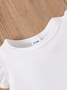 Baby Girl's Cute Cartoon Portrait And Letter Print Ruffle Trimmed Dress For Summer - White - View 6