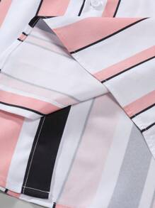 Manfinity RSRT Heren Gestreept Knoppen Korte mouwen Shirt En Shorts